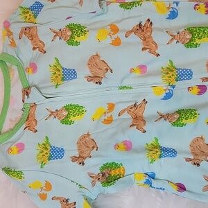 Free Birdees Bamboo Romper Pajama w/ Bunnies & Chicks. 2-Way Zipper. 2T